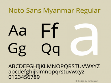 Noto Sans Myanmar Regular Version 1.04 Font Sample