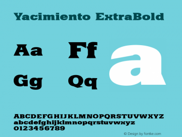 Yacimiento ExtraBold Version 0.019 Font Sample