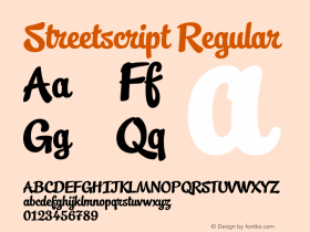 Streetscript Regular 1.002 Font Sample