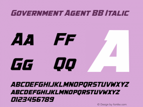 Government Agent BB Italic Version 1.000 Font Sample
