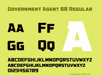 Government Agent BB Regular Version 1.000 Font Sample