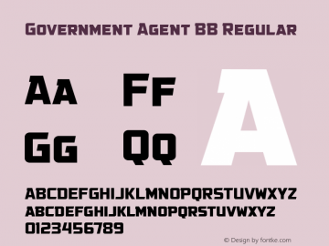 Government Agent BB Regular Version 1.000 Font Sample