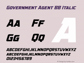 Government Agent BB Italic Version 1.000 Font Sample