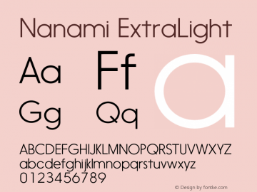 Nanami ExtraLight Version 1.000 Font Sample