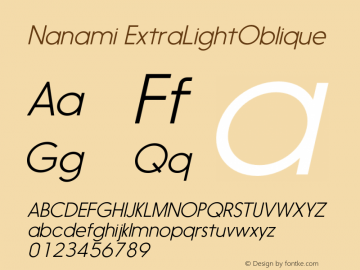 Nanami ExtraLightOblique Version 1.000图片样张