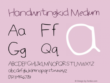 Handwritingkid Medium Version 001.000 Font Sample