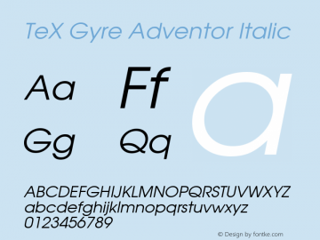 TeX Gyre Adventor Italic Version 1.104;PS 1.104;hotconv 1.0.49;makeotf.lib2.0.14853图片样张