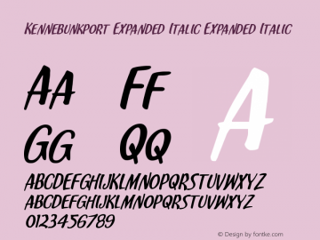 Kennebunkport Expanded Italic Expanded Italic Version 1.0; 2013图片样张