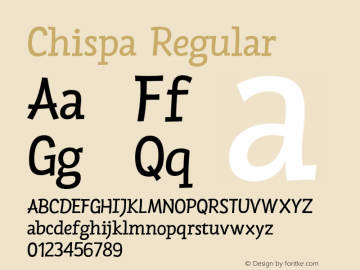 Chispa Regular Version 1.000;PS 001.001;hotconv 1.0.56 Font Sample