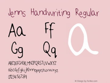 Jenns Handwriting Regular Version 001.000 Font Sample