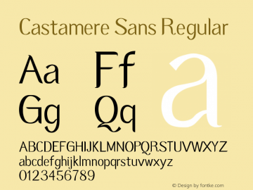 Castamere Sans Regular Version 1.001;PS 001.001;hotconv 1.0.70;makeotf.lib2.5.58329图片样张