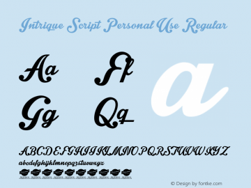 Intrique Script Personal Use Regular Version 1.000 Font Sample