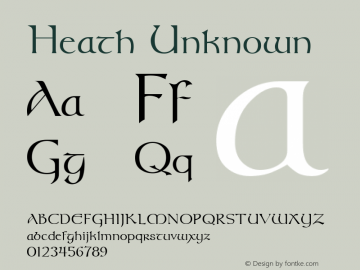 Heath Unknown Unknown Font Sample