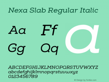Nexa Slab Regular Italic Version 1.0 Font Sample