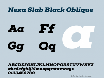 Nexa Slab Black Oblique Version 1.0 Font Sample