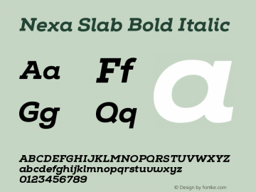Nexa Slab Bold Italic Version 1.0图片样张