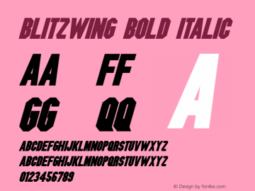 Blitzwing Bold Italic Version 1.10 March 26, 2015 Font Sample
