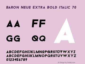 Baron Neue Extra Bold italic 70 Version 1.000 Font Sample