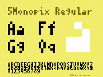 5Monopix Regular Version 1.0 Font Sample