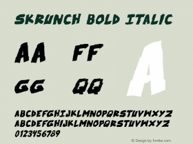 skrunch Bold Italic Version 1.00 July 11, 2013, initial release Font Sample