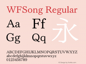 WFSong Regular Version 1.000 Font Sample