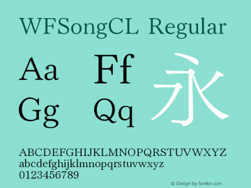 WFSongCL Regular Version 2.00,  Aotf2004.12.15 Font Sample