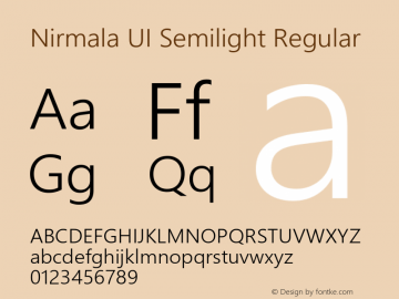 Nirmala UI Semilight Regular Version 1.00 Font Sample