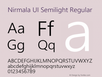 Nirmala UI Semilight Regular Version 1.33 Font Sample