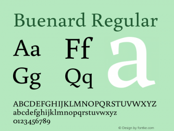 Buenard Regular Version 1.001 2011 Font Sample