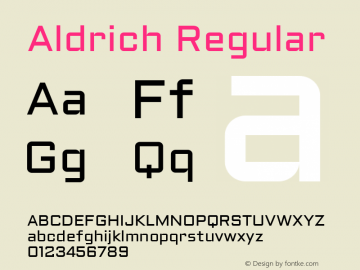 Aldrich Regular Version 1.001 2011 Font Sample