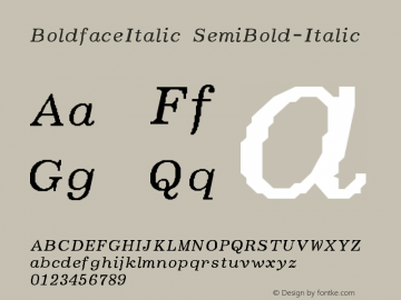 BoldfaceItalic SemiBold-Italic Version 001.000图片样张