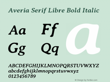 Averia Serif Libre Bold Italic Version 1.001 Font Sample