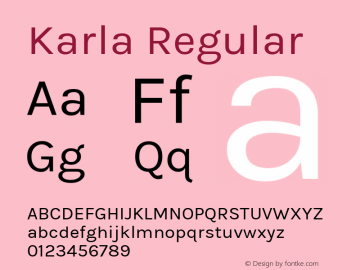 Karla Regular Version 1.000 Font Sample