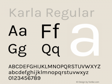 Karla Regular Version 1.000 Font Sample