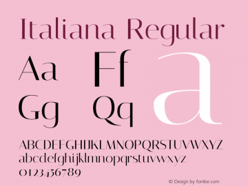 Italiana Regular Version 001.001 Font Sample