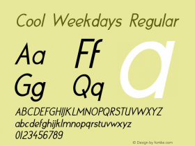 Cool Weekdays Regular Version 1.000 Font Sample