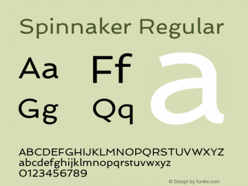 Spinnaker Regular Version 1.001 Font Sample
