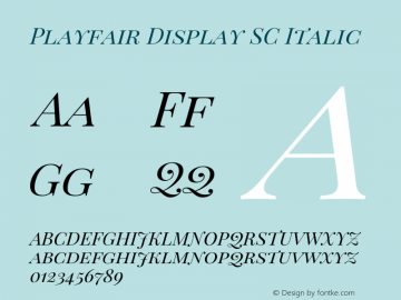 Playfair Display SC Italic Version 1.002;PS 001.002;hotconv 1.0.70;makeotf.lib2.5.58329; ttfautohint (v0.93) -l 42 -r 42 -G 200 -x 14 -w 