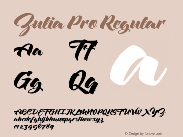 Zulia Pro Regular Version 1.000 Font Sample