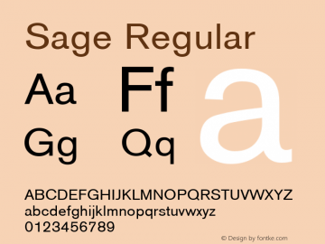 Sage Regular July 7, 1992; 1.01 Font Sample