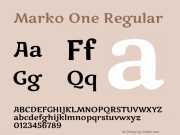 Marko One Regular Version 1.003 Font Sample