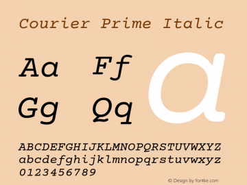 Courier Prime Italic Version 1.202 Font Sample
