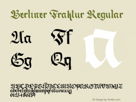 Berliner Fraktur Regular Version 1.030;PS 001.030;hotconv 1.0.70;makeotf.lib2.5.58329 DEVELOPMENT Font Sample