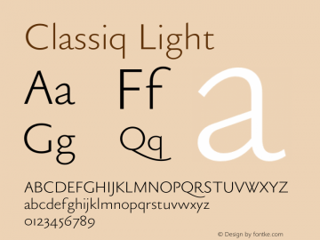 Classiq Light Version 4.020 Font Sample
