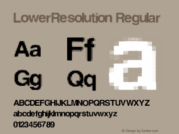 LowerResolution Regular Version 1.00 August 11, 2013, initial release图片样张