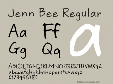 Jenn Bee Regular Version 1.00 September 18, 2012, initial release, www.yourfonts.com Font Sample