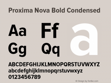 Proxima Nova Bold Condensed Version 2.003 Font Sample