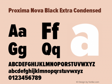 Proxima Nova Black Extra Condensed Version 2.003 Font Sample