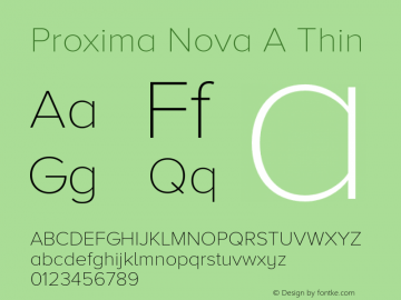 Proxima Nova A Thin Version 2.001 Font Sample