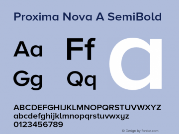Proxima Nova A SemiBold Version 2.001 Font Sample